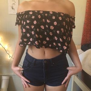 Off the Shoulder Floral Crop Top in Women